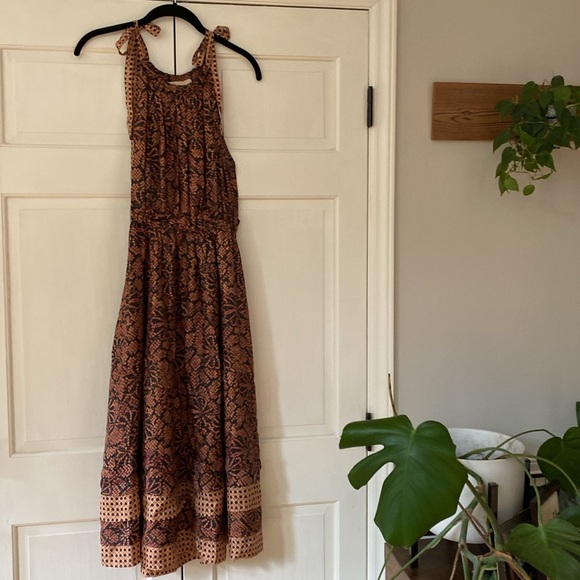 ULLA JOHNSON Mika Print Halter Neck Silk Midi Dress Size 2 $730 Tie Shoulders - Picture 8 of 14